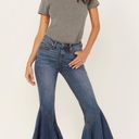 Shyanne NWT  WOMEN'S MEDIUM WASH HIGH RISE RUFFLED SUPER FLARE STRETCH JEANS Photo 0