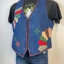 Susan Bristol Vintage Patchwork Embroidered Denim Boho Western Country Vest M Photo 7