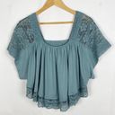 Free People Prairie Days Embroidered Crochet Detail Square Neck Top Size XS Photo 1