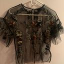 Dalia Collection Black Boho Flower Mesh Top Photo 2