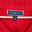 Karen Scott  Red Striped 1/4  Zip Neck Sweatshirt 100% Cotton Cozy Plus Size 2X Photo 4