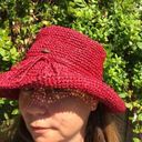 Scala  Wide Brim Straw Hat Sun Hat Red Summer hats Paper Crochet Vintage Photo 8