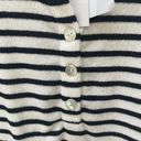 J.Jill  Top Stripe White Navy French Terry Kangaroo Pocket Coastal Grandma Large Photo 3