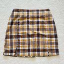 love on a hanger Mustard Yellow and Brown Plaid Miniskirt Photo 0