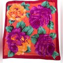 Oscar de la Renta Vintage  red silk floral print square scarf Photo 1