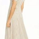 Danielle Bernstein White Striped Midi Length Dress Puff Sleeves Size 10 Photo 1