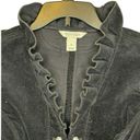 White House | Black Market WHBM Women's Blazer Jacket Coat Cord Ruffles Trim Beaded Velvet Black Sz. 8 Photo 1