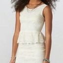 American Eagle  Outfitters Ivory Lace Peplum Dress Size 12 Photo 0