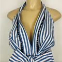 ZARA  blue white striped halter Pom Pom trim open back top S NEW WITH TAGS Photo 3