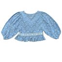 ZARA  Openwork Floral Embroidered Eyelet Blouse‎ Size M Photo 4