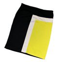 Merona Black White & Yellow  Soft Skirt Women’s Medium 10 Abstract Mod Design! Photo 0