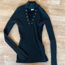 Planet Gold Black Ribbed Knit Long Sleeve Sweater  Photo 1