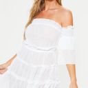 Pretty Little Thing PLT White Ruffled Off-the-shoulder Dress Photo 0