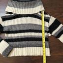 Anthropologie  black, gray & cream striped knit turtleneck cropped sweater XS NWT Photo 10