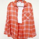 Abound Nordstrom Plaid button down shirt top SMALL long sleeve blouse orange white Photo 5