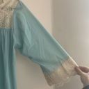 Vintage Blue and Cream Lace 1/2 Sleeve Nightgown Chemise Lingerie Dressing Gown Photo 2