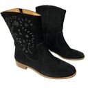 Jack Rogers  Kaitlin black suede whipstitched leather trim pull on ankle boots Photo 0