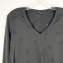 Rails  Medium Top Black Sheer Star Print Long Sleeve V Neck Cotton Women 1581 Photo 2