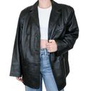 Style & Co Vintage 90s  Black Leather Blazer Jacket Photo 0