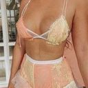 For Love & Lemons Sorbet Triangle Lace Bra Top Yellow Pink Strappy Small Photo 1