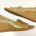 Jack Rogers Metallic Gold Canvas Palmer Espadrille Ripe Heel Wedge Size 9.5 Photo 2