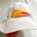 White Boho Eyelet Sunhat with Watercolor Scarf Cotton Photo 0