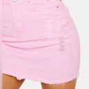 Pretty Little Thing NWTS 💗SIZE 4💗PINK DISTRESSED DENIM MINI SKIRT WITH POCKETS Photo 3