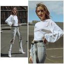 The Range  NYC Balloon Long Sleeve Crop Tee White Revolve Small Photo 2