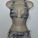 NWT INGEAR Zebra Stripe Black & White Halter String Bikini Set Women’s Large L Photo 0