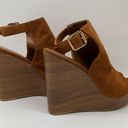 Charlotte Russe Hadlee Faux Suede Brown Wedge Peep Toe Shoe Size 9 Photo 3