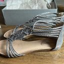 Adam Tucker  By‎ Me Too Women's Cali Sandal Pewter Metallic Snake size 9.5 Photo 1