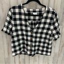 Abound  Gingham V-Neck Linen Blend Top Photo 1