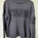 Jason Wu  Collective Sweater Size M Wool Blend Fringe Grey Mockneck Western Boho Photo 4