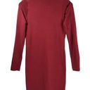 Monrow Ribbed Knit Trim Long Sleeve Knee Length Sweater Dress in Burnt Red Photo 4