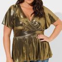 Torrid  Liquid Shine Surplice Peplum Top Gold Plus 1X NEW Photo 5