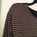 Bobeau  Black/Brown Striped Top With Sheer Back - Size Small - Roll Tab Sleeves Photo 4