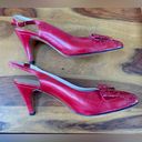 Salvatore Ferragamo  Red Leather Slingback Heels Photo 9