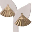 GF SIGNED CARLA 14K  TRI COLOR FAN EARRINGS Photo 0