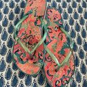 Lilly Pulitzer Lilly‎ Pulitzer Turquoise Tropical Vibe  Flip Flips Size 7/8 Photo 0