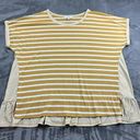 Umgee  Blouse Womens Size 1X Striped Boxy Boutique Yellow Boho Preppy Classic Photo 0