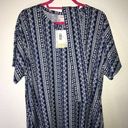 LuLaRoe  Dress Aztec Marly Dress 3X BNWT Vertical Pattern Blue White w/ Sash Photo 2