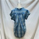 Thread and Supply  Plaid Chambray Short Sleeve Button Up Blouse Size S Photo 6