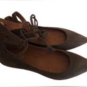 Frye  Sienna Ghillie Ballet Flats Size 7M Dark Taupe Suede Pointy Toe Photo 3