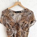 Sheer silk‎ blend tie front bohemian style beaded top size Large Photo 7