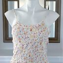 Hippie Rose Shirred Smock Tank Top Floral Cropped Length Ivory Multi Size S NWT Photo 5