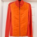 J. McLaughlin  Silk Quilted Front Full Zip Ribbed Sweater Jacket sz Medium Orange Photo 0