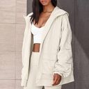 Alo Yoga Alo Reversible Legion Jacket Bone Fleece Sherpa Oversized Beige Cream Hooded XS Photo 0