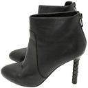 Bottega Veneta  Black Leather Round Toe Intrecciato Metal Heel Ankle Boots Photo 0