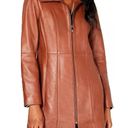 Anne Klein  Women's Mid-length Leather Jacket Chocolate Brown Size XL Sleek Photo 8