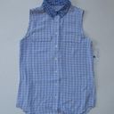 Equipment NWT  Sleeveless Slim Signature in Nautical Blue Silk Button-up Shirt S Photo 1